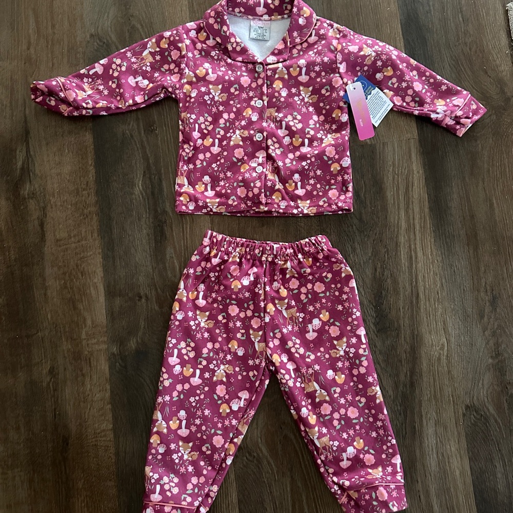 Floral Pink Girls Pajamas 18M